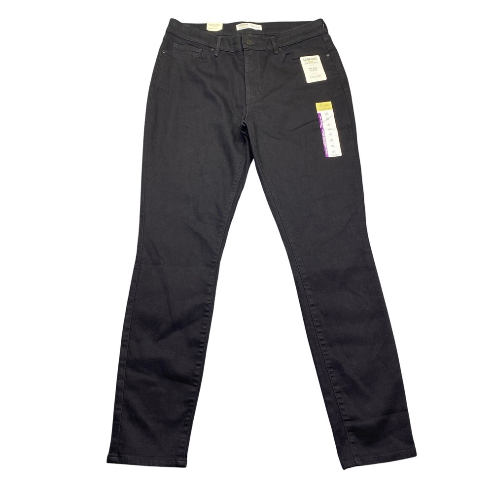 Signature Levi Strauss Mid Rise Skinny‎ Jeans Black 12L Grunge Preppy Retro NEW